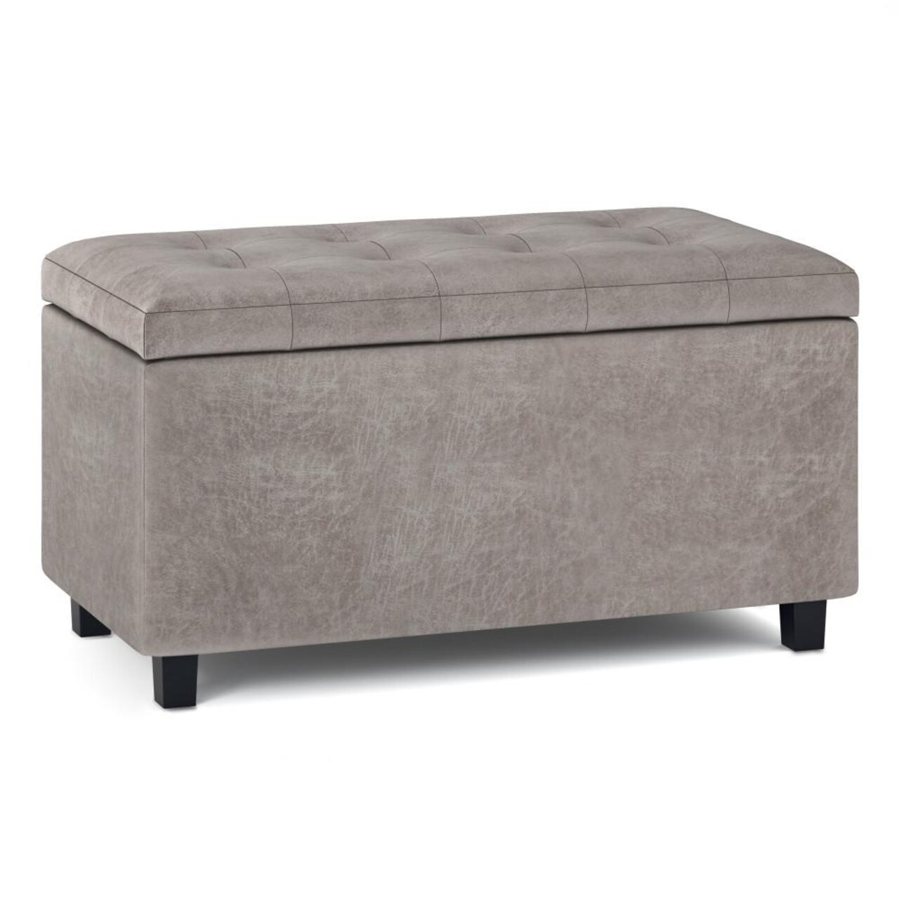 Simplihome Cosmopolitan 34"Rectangle Lift Top Storage Ottoman Upholstered